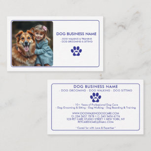 Modern Purple Pet Sitting Photo Paw Print Business Card