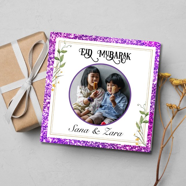 Modern Purple photo Eid Greeting Card for Sister (Creator Uploaded)