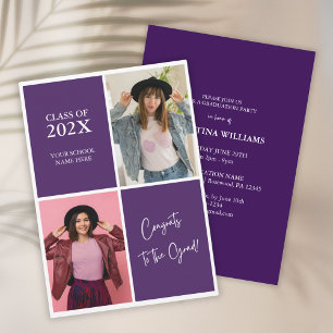 Modern Purple Photo Graduation 2025 Invitation