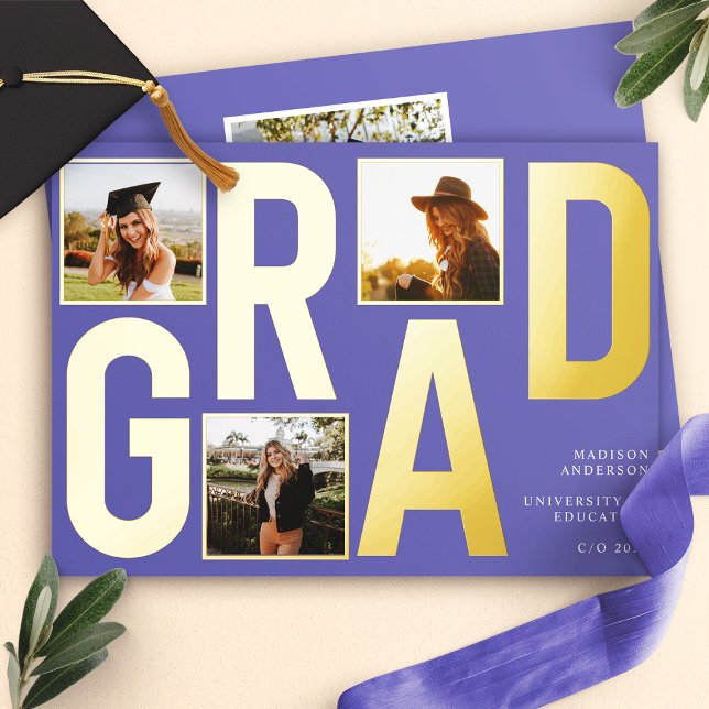 Modern Purple Photo Graduation Announcement (Creator Uploaded)