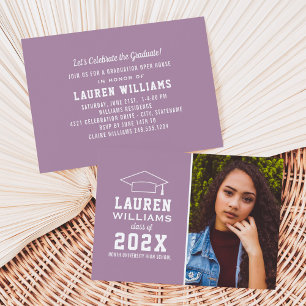 Modern Purple Photo Graduation Party Invitation