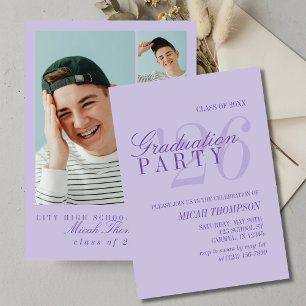 Modern Purple Photo Graduation Party Invitation