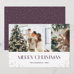 Modern Purple Photo Merry Christmas Holiday Card