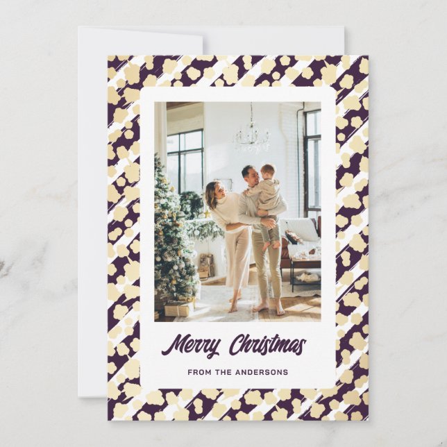 Modern Purple Photo Merry Christmas Holiday Card (Front)