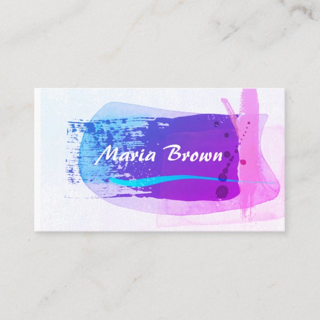 modern purple  pink and blue abstract art design  business card (Front)