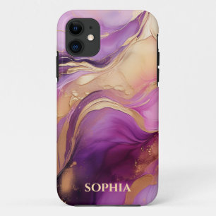 Modern Purple Pink and Gold- iPhone 11 Case