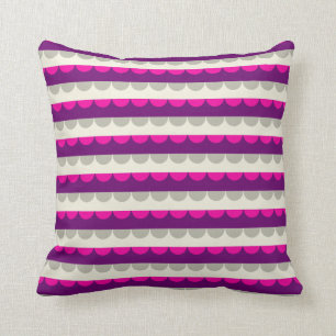 Modern Purple Pink Beige Stripes Pattern Cushion