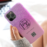 Modern  purple pink business corporate logo qr Case-Mate iPhone 14 pro max case<br><div class="desc">Modern black and faux purple pink glitter ombre on pink business corporate logo qr code. A simple and efficient way to advertise your company.</div>