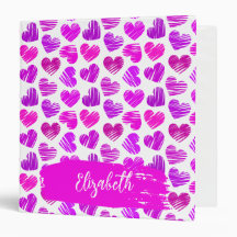Modern Purple Pink Doodled Hearts Valentine Name