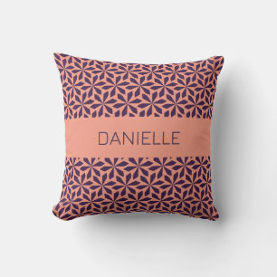 modern purple pink floral motif cushion