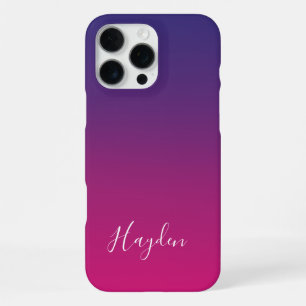 Modern Purple Pink Gradient Simple Script Monogram iPhone 16 Pro Max Case
