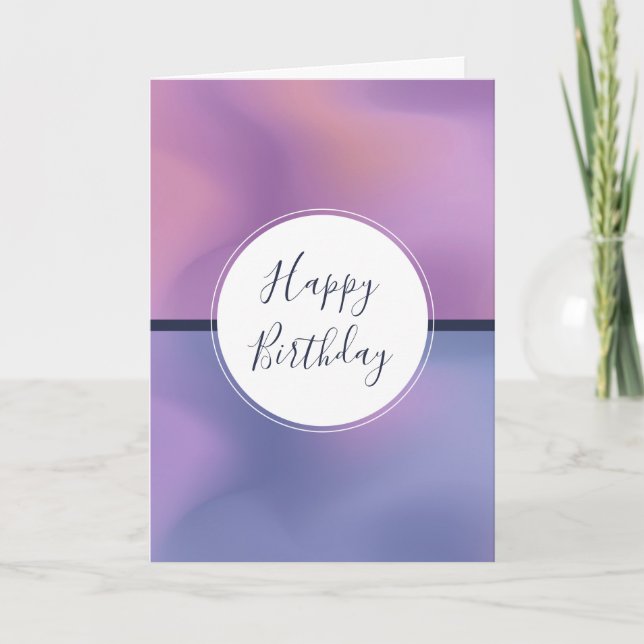 Modern Purple & Pink Swirling Abstract Birthday Card (Front)