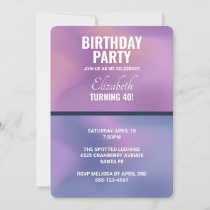 Modern Purple & Pink Swirling Abstract Birthday Invitation