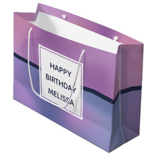Modern Purple & Pink Swirling Abstract Birthday Large Gift Bag