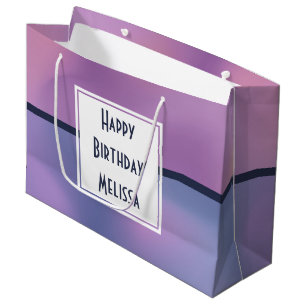 Modern Purple & Pink Swirling Abstract Birthday Large Gift Bag