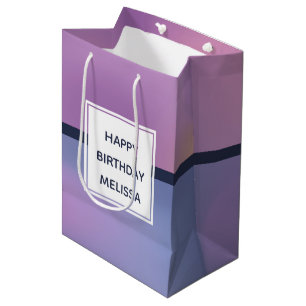 Modern Purple & Pink Swirling Abstract Birthday Medium Gift Bag