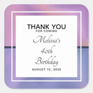 Modern Purple & Pink Swirling Abstract  Birthday Square Sticker