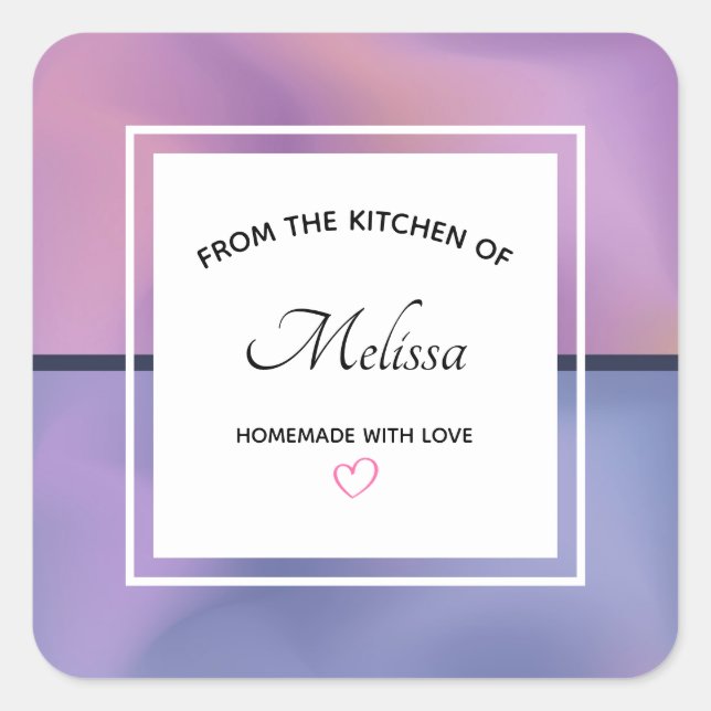 Modern Purple & Pink Swirling Abstract  Kitchen Square Sticker (Front)