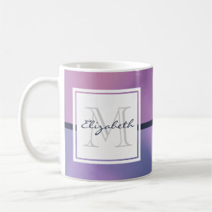 Modern Purple & Pink Swirling Abstract Monogram Coffee Mug