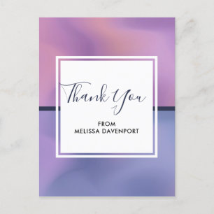 Modern Purple & Pink Swirling Abstract Thank You Postcard