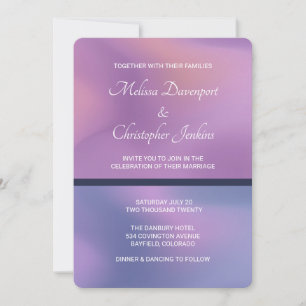 Modern Purple & Pink Swirling Abstract Wedding Invitation