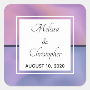 Modern Purple & Pink Swirling Abstract Wedding Square Sticker