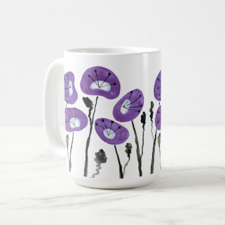 Modern Purple Poppies Watercolor Flowers Tea and Coffee Mug
