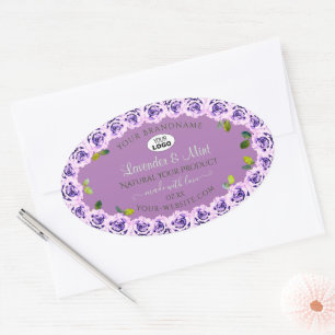 Modern Purple Product Labels Flowering Roses Logo