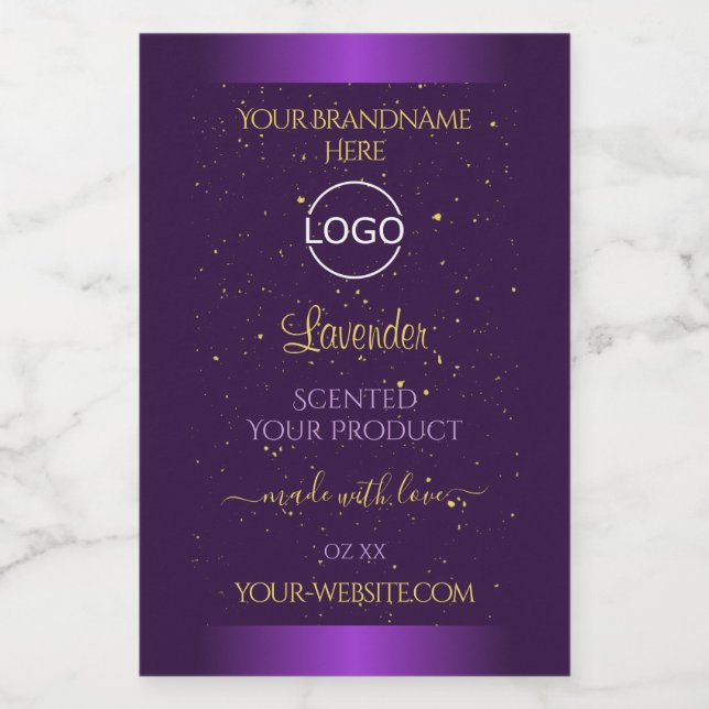 Modern Purple Product Labels Gold Glitter Add Logo (Single Label)