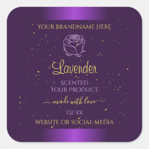 Modern Purple Product Labels Gold Glitter Floral