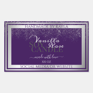 Modern Purple Product Packaging Labels Silver Rain