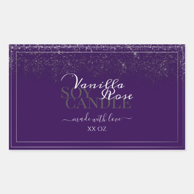 Modern Purple Product Packaging Labels Silver Rain (Front)