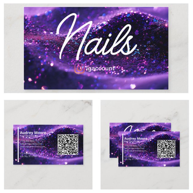 Modern Purple Professional Card QR Code Nail Tech (Modern Purple Professional Card QR Code Nail Tech
)