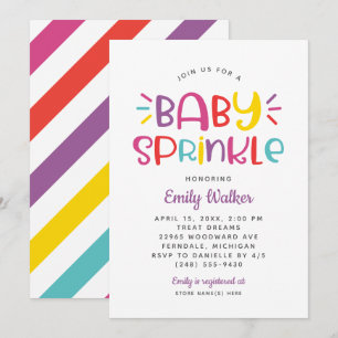 Modern Purple Rainbow Baby Sprinkle Girl Shower Invitation