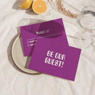 Modern Purple Retro Groovy Bright Bold Wedding  RSVP Card