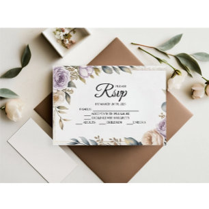 Modern Purple Rose Designer RSVP Cards