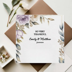 Modern Purple Rose Designer Thank You Card
