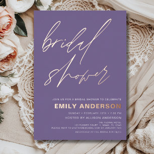 Modern Purple Rose Gold Bridal Shower Chic