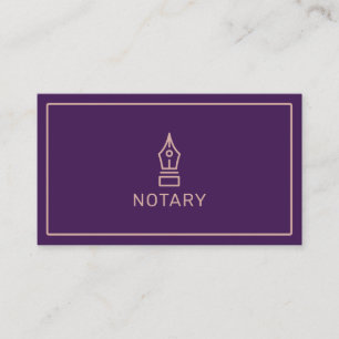 Modern purple rose gold notary loan signing agent business card