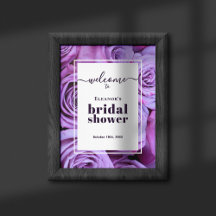 Modern Purple Roses Bridal Shower Welcome Poster