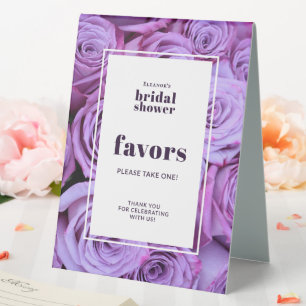 Modern Purple Roses Photo Bridal Shower Favours