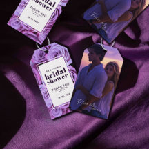 Modern Purple Roses Photo Bridal Shower Thank You