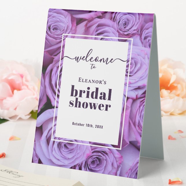 Modern Purple Roses Photo Bridal Shower Welcome (In SItu (Wedding))