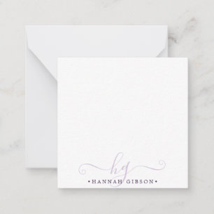 Modern Purple Script Initials Monogram Minimalist Card