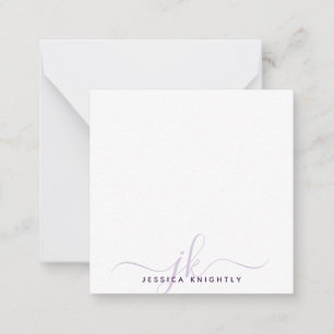 Modern Purple Script Monogram Initials Minimalist Card