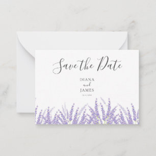 Modern Purple Script QR Code Save the date Card