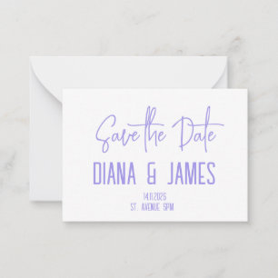 Modern Purple Script Save the date Card