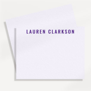 Modern Purple Shadow Name Personalised Note Card
