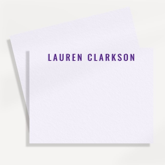 Modern Purple Shadow Name Personalised Note Card (Creator Uploaded)