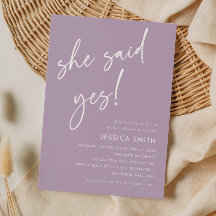 Modern Purple She Said Yes Bridal Shower